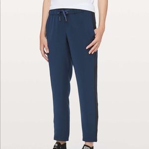 Lululemon On the fly navy track stripe pant